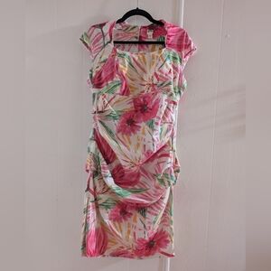 Signature by Sangria Pink Ruched Asymmetrical Sheath Dress